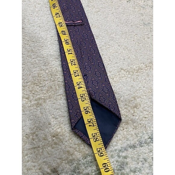 Stefano Ricci Silk Neck Tie Navy Blue & Pink Floral-Type Pattern - Picture 6 of 9